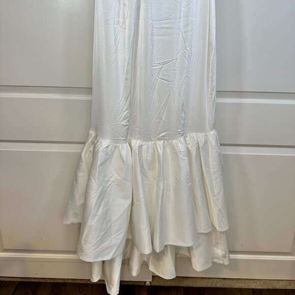 Throw the Bouquet Gown White Satin Off-Shoulder High Split Dress 1X - Picture 10 of 11